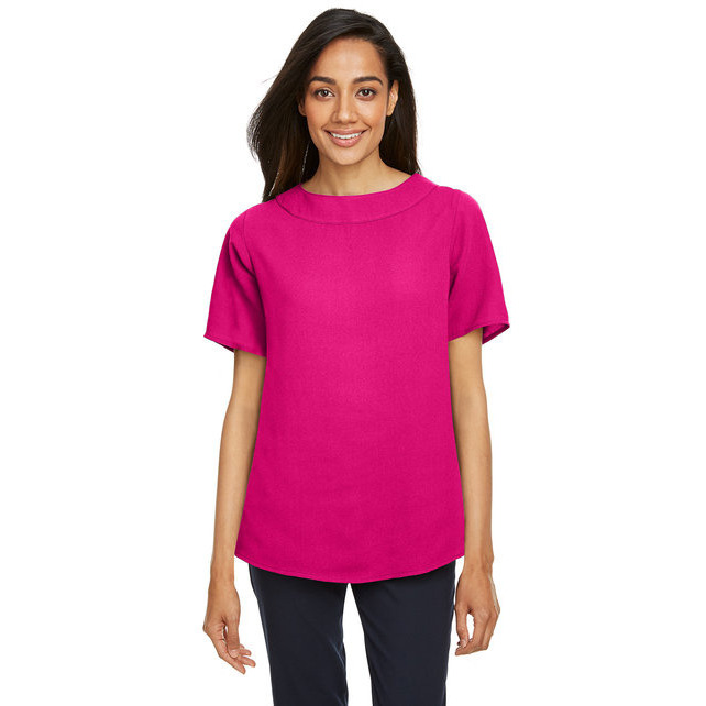 Ladies Perfect FitBoat-Neck Blouse - BLAcK - XS(D0102H7Z48J)