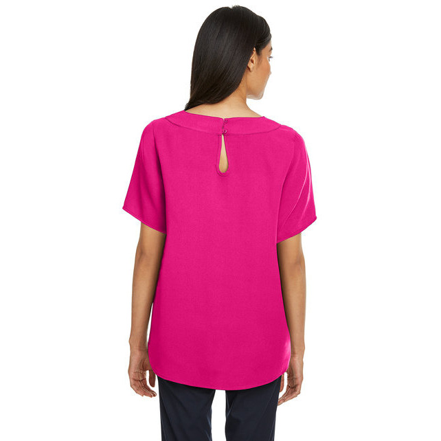 Ladies Perfect FitBoat-Neck Blouse - BLAcK - XS(D0102H7Z48J)