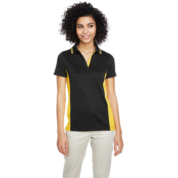 Ladies Flash Snag Protection Plus IL colorblock Polo - BLAcK SNRY YLLW - XS(D0102H7ZVKX)