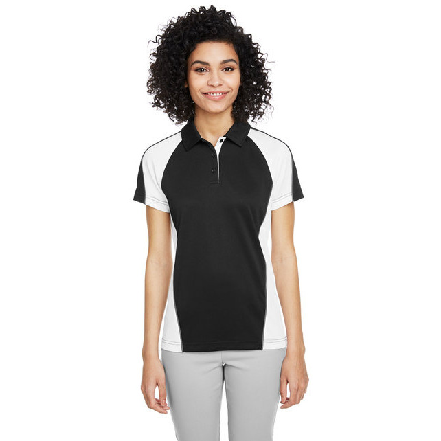 Ladies Advantage Snag Protection Plus IL colorblock Polo - BLK RED D cHRc - XS(D0102H7ZB6J)