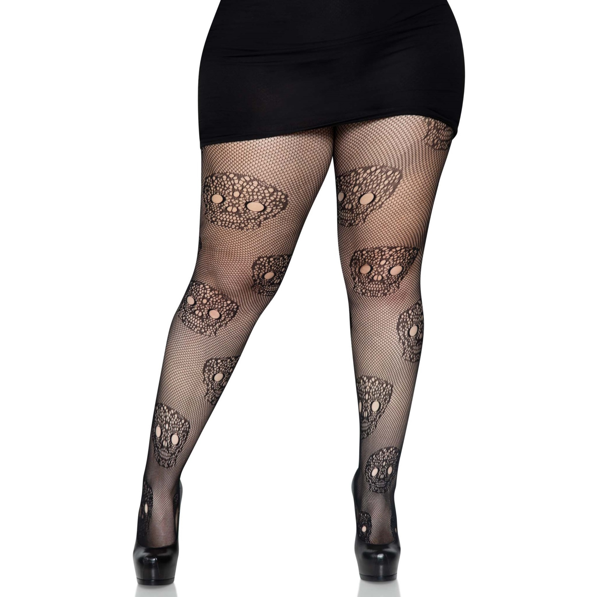 Lace skull fishnet tights.