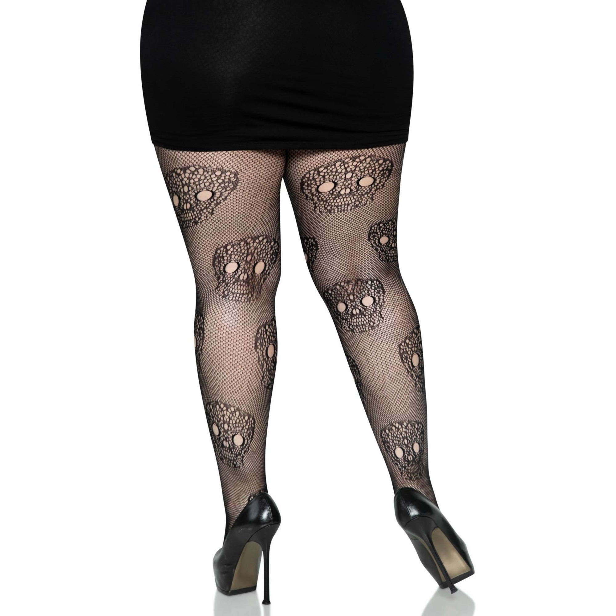 Lace skull fishnet tights.