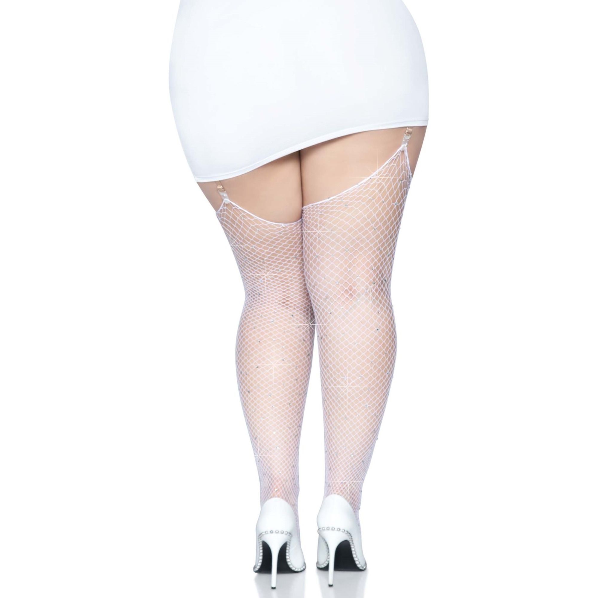 Rhinestone fishnet stockings.