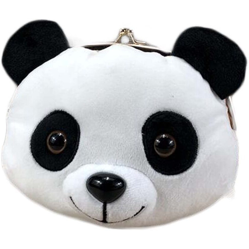 Cartoon Panda Head Crossbody Bag Plush Girls Mobile Phone Bag Coin Bag Small Bag
