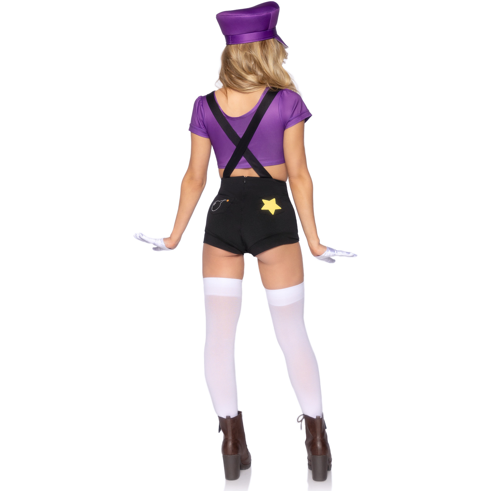 3 PC Gamer Baddie, includes character crop top, suspender shorts with icon accents, and hat.