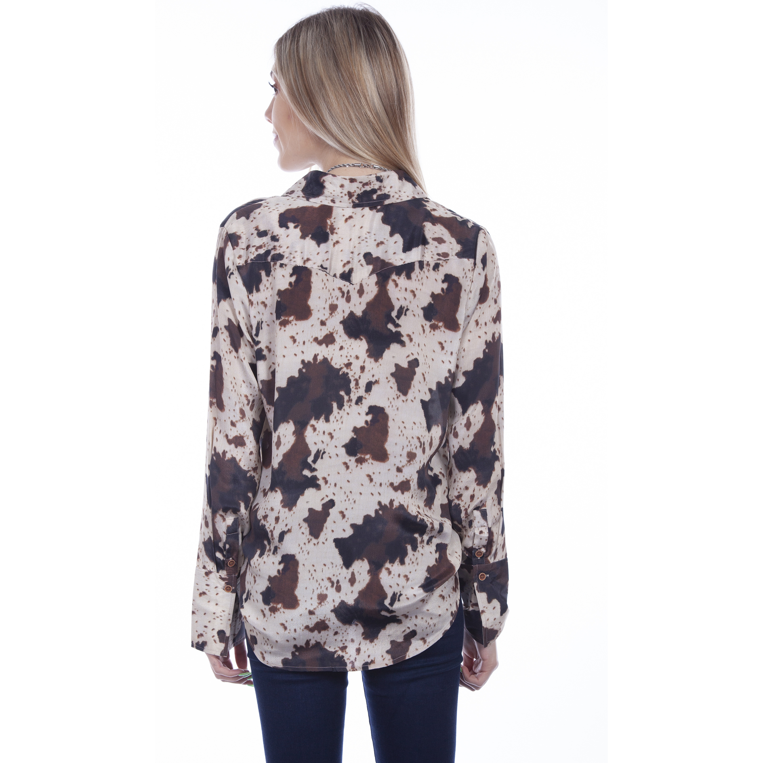 POLY CREPE BLOUSE W/WESTERN BK YOKE