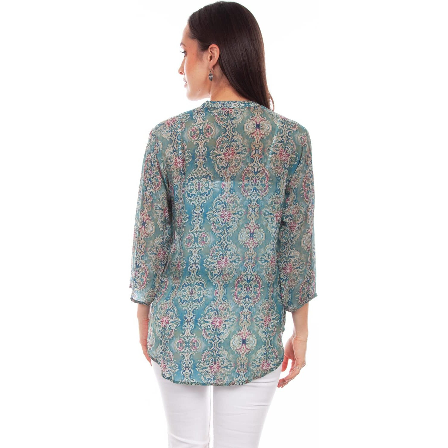 BUTTON UP PRINT BLOUSE