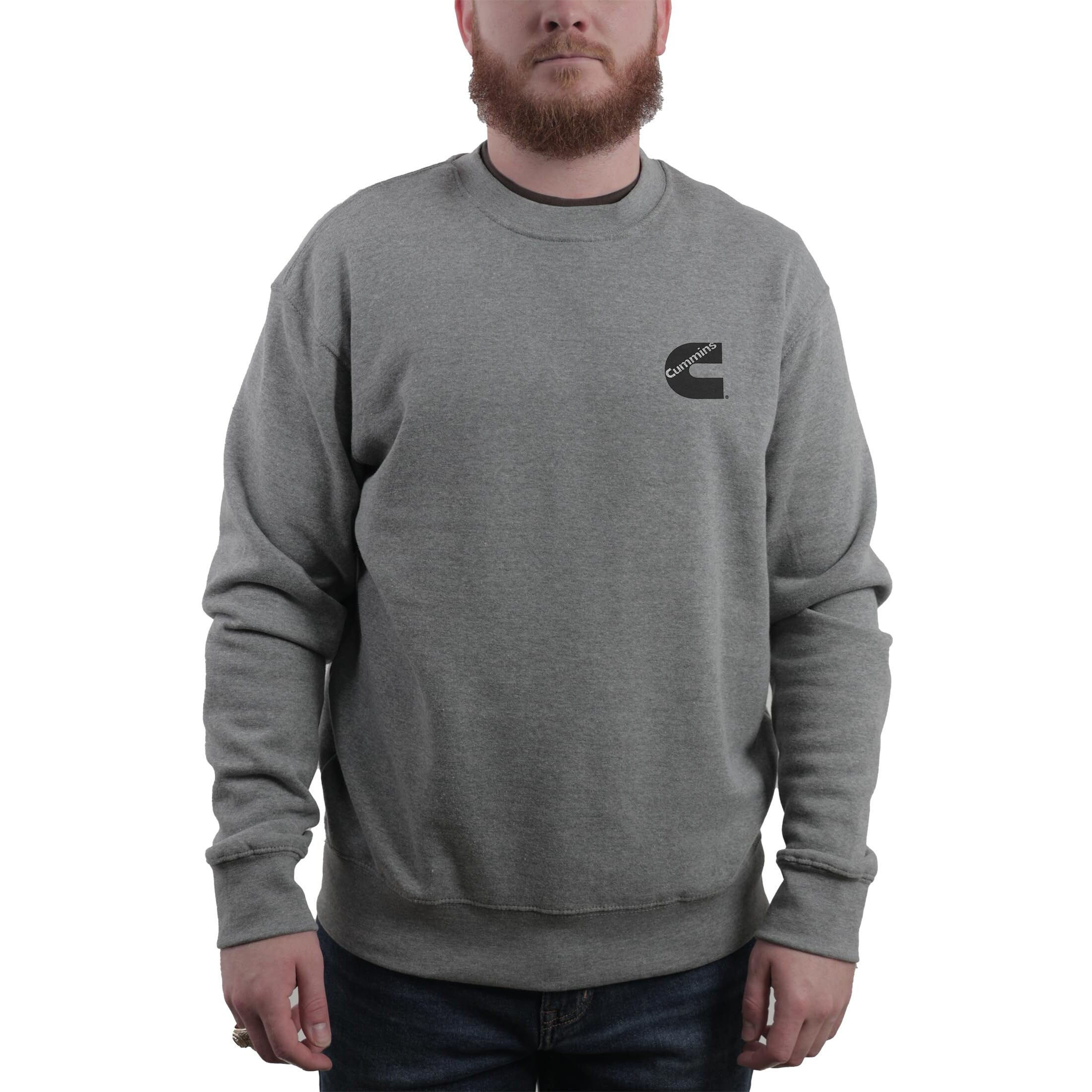 Cummins Unisex Fleece Crewneck Sweatshirt Gray in Comfy Cotton Blend XL CMN5025