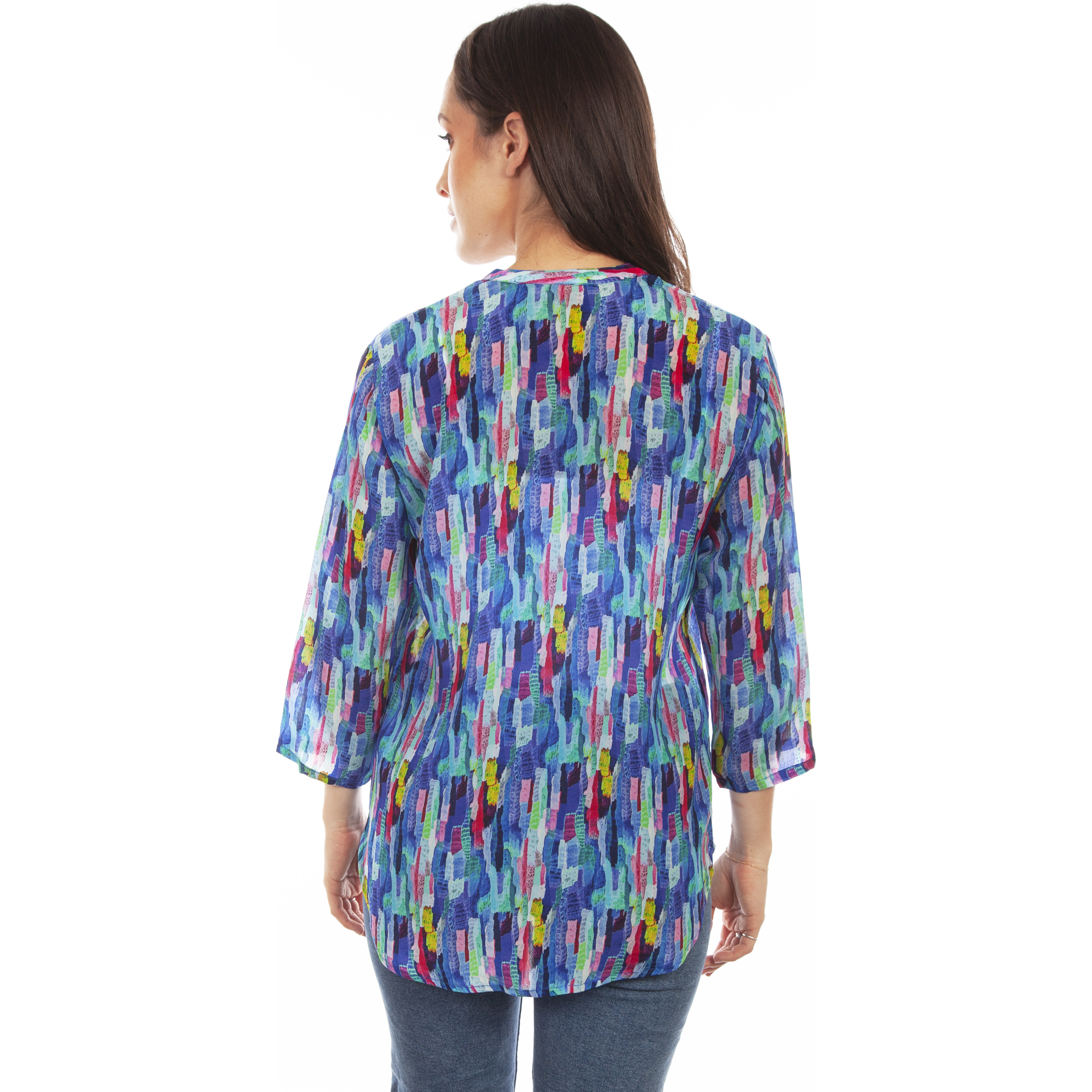 BUTTON UP PRINT BLOUSE