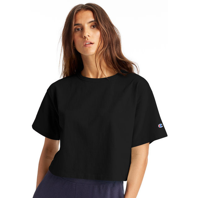 Ladies cropped Heritage T-Shirt - BLAcK - XS(D0102H7D9ZJ)