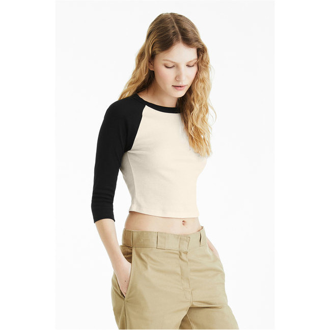 Bella + Canvas 1200 Ladies Micro Ribbed 3/4 Raglan Baby Tee
