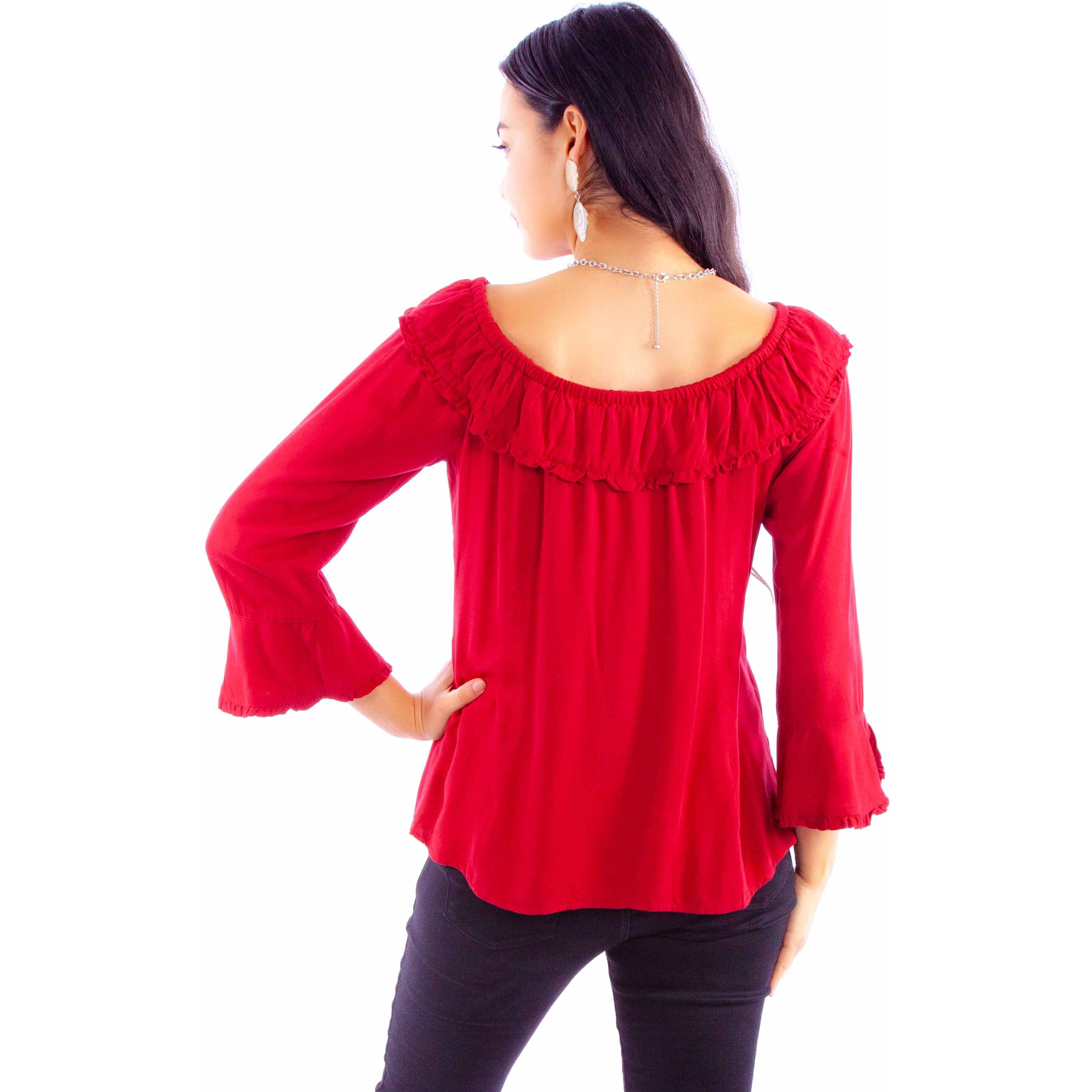 RUFFLE OFF/ON SHOULDER BLOUSE