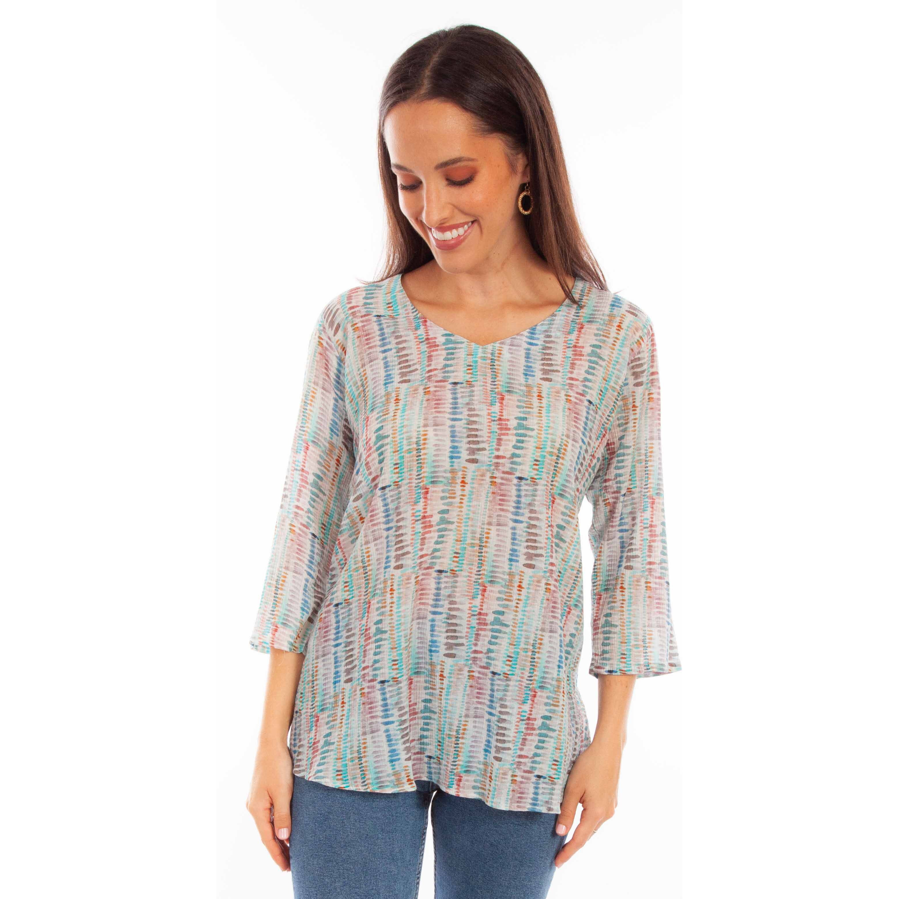 WATER COLOR PRINT PULLOVER BLOUSE