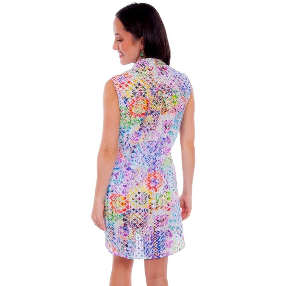 COLORFUL EYELET SLEEVELESS DRESS