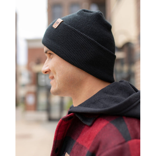 HAAKWEAR Theta-Stitch Cuffed Beanie - Designed and Made in USA (Patent Pending Design) - Charcoal Black