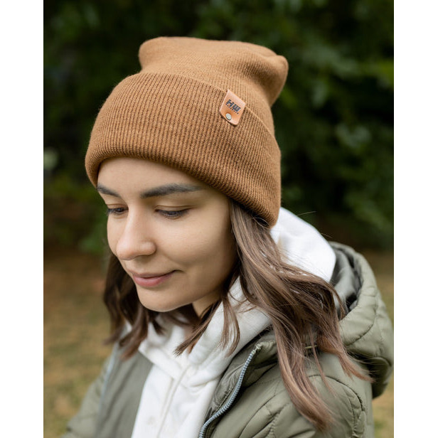 HAAKWEAR Theta-Stitch Cuffed Beanie - Designed and Made in USA (Patent Pending Design) - Camel Brown