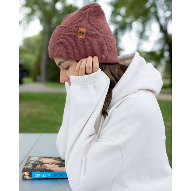 HAAKWEAR Theta-Stitch Cuffed Beanie - Designed and Made in USA (Patent Pending Design) - Rusty Burgundy