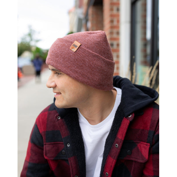 HAAKWEAR Theta-Stitch Cuffed Beanie - Designed and Made in USA (Patent Pending Design) - Rusty Burgundy