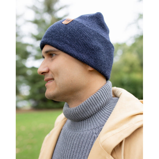 HAAKWEAR Theta-Stitch Cuffed Beanie - Designed and Made in USA (Patent Pending Design) - Denim Blue