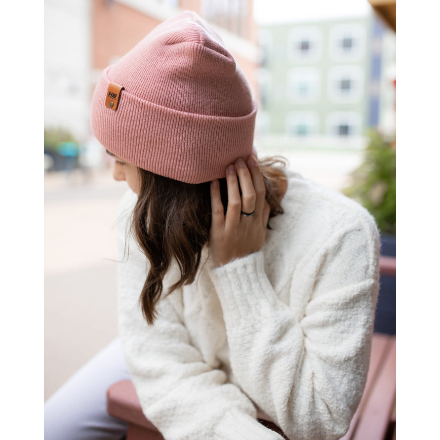 HAAKWEAR Theta-Stitch Cuffed Beanie - Designed and Made in USA (Patent Pending Design) - Pearl Pink