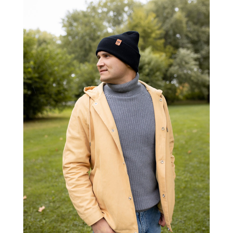 HAAKWEAR Theta-Stitch Cuffed Beanie - Designed and Made in USA (Patent Pending Design) - Midnight Black