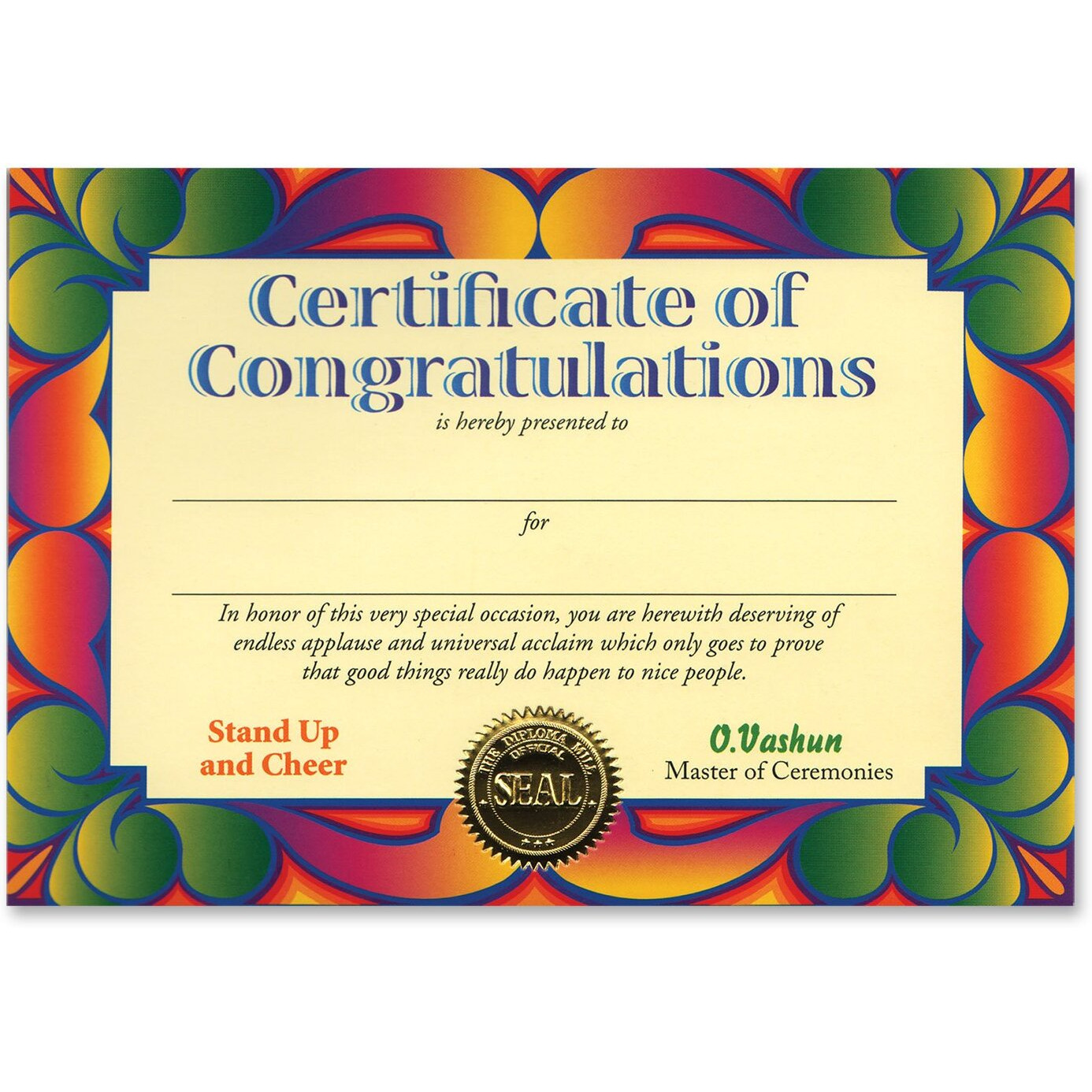 Certificate Of Congratulations