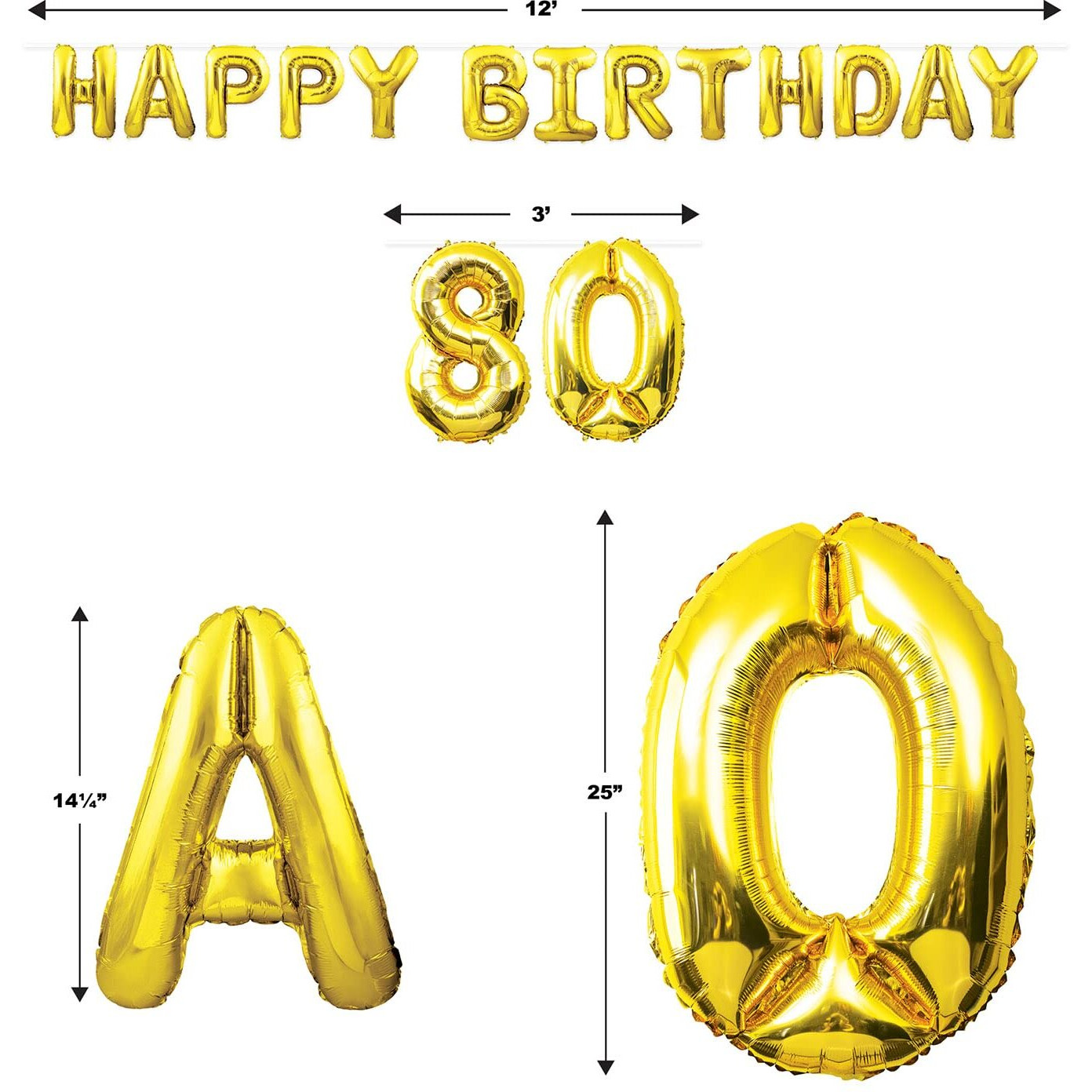 Happy Birthday  80  Balloon Streamer