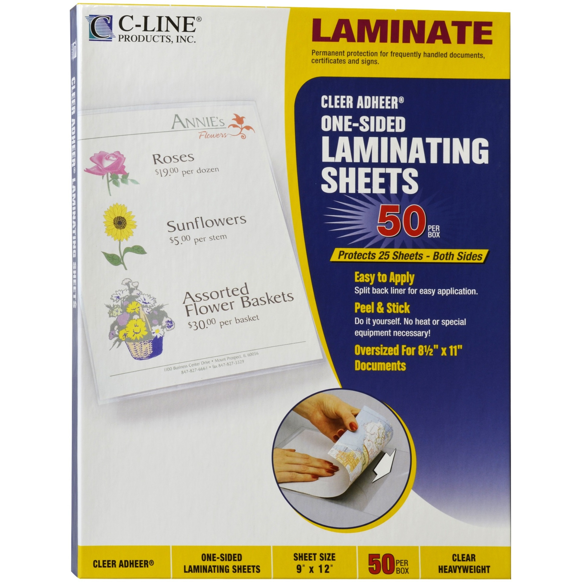 Heavyweight Cleer Adheer Laminating Sheets, Clear, 9 x 12, 50/BX, 65001