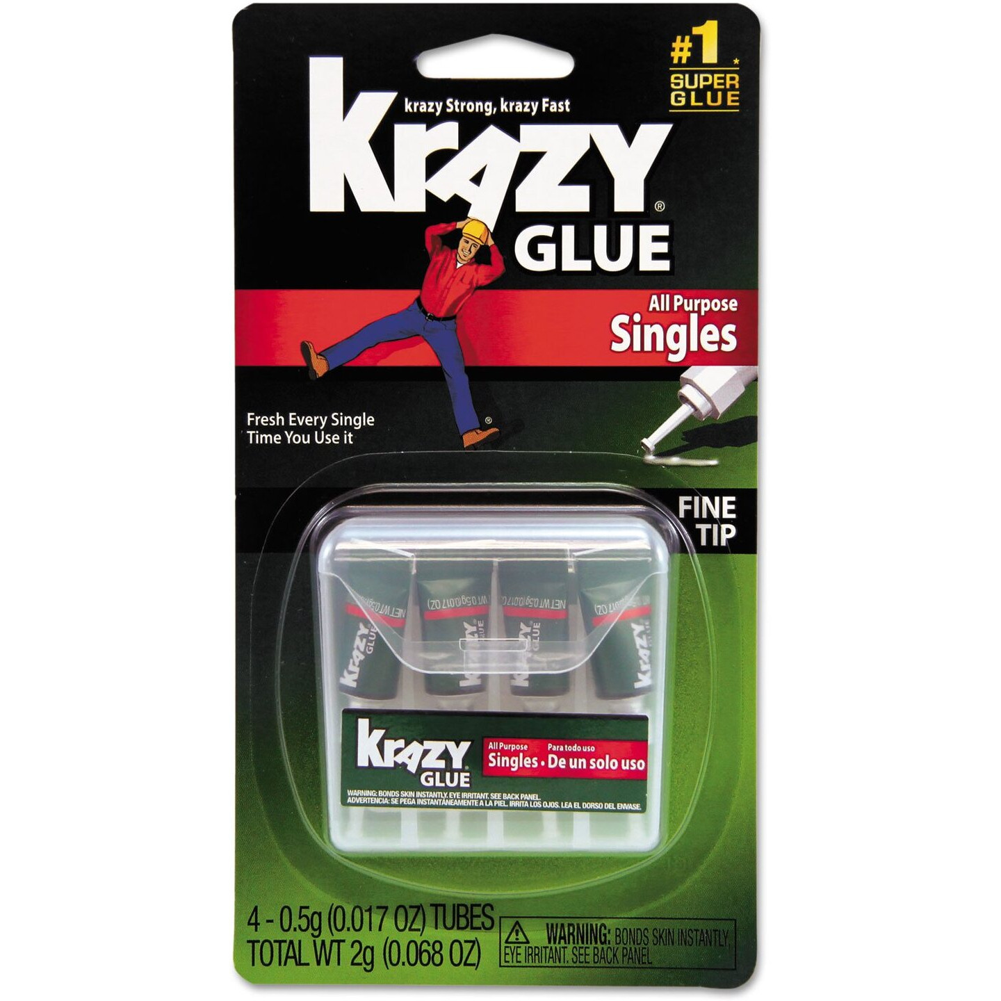 Krazy Glue All Purpose Bonding Adhesive, Fine Tip, Singles, 0.5g