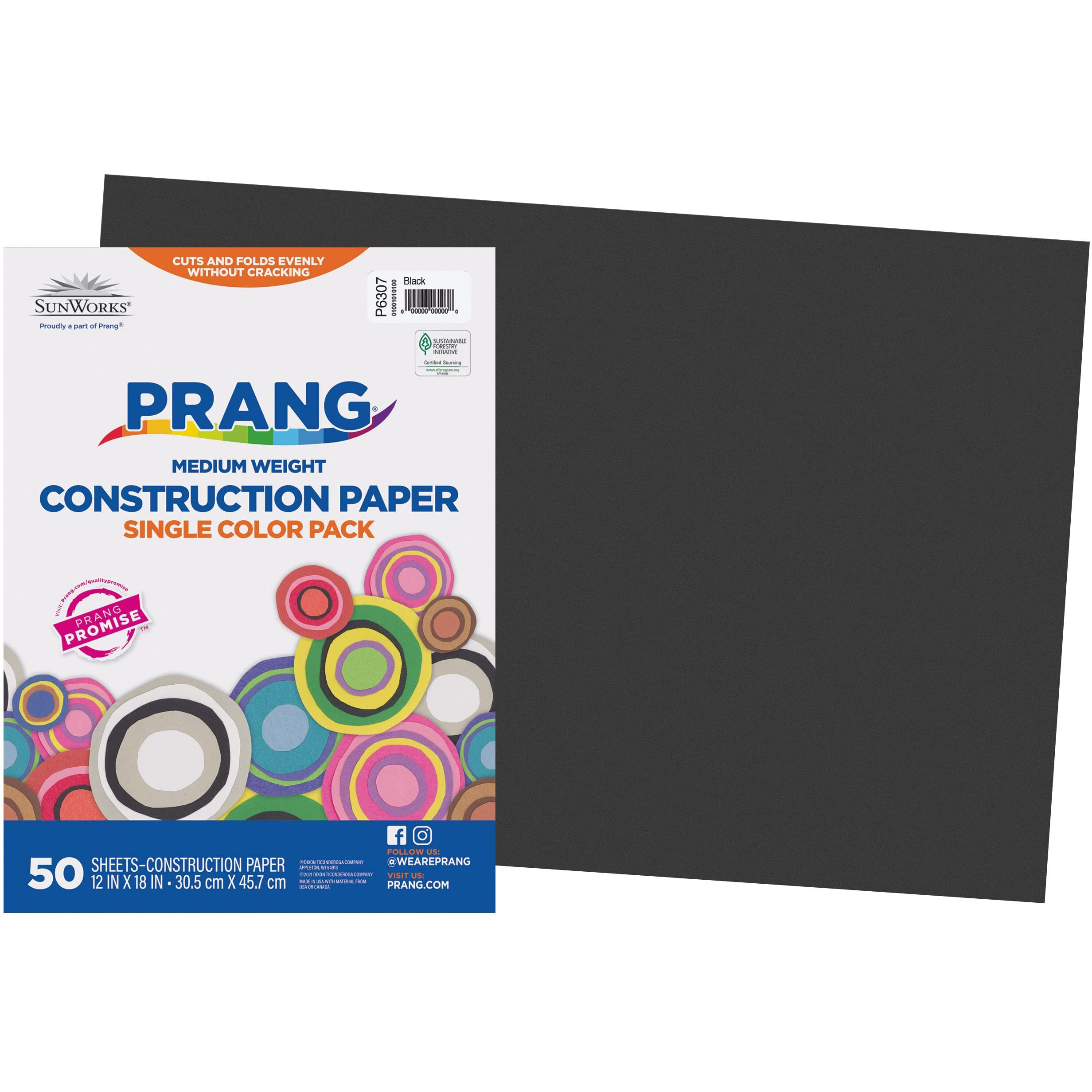 CONSTRUCTION PAPER BLACK 50PK 12X18