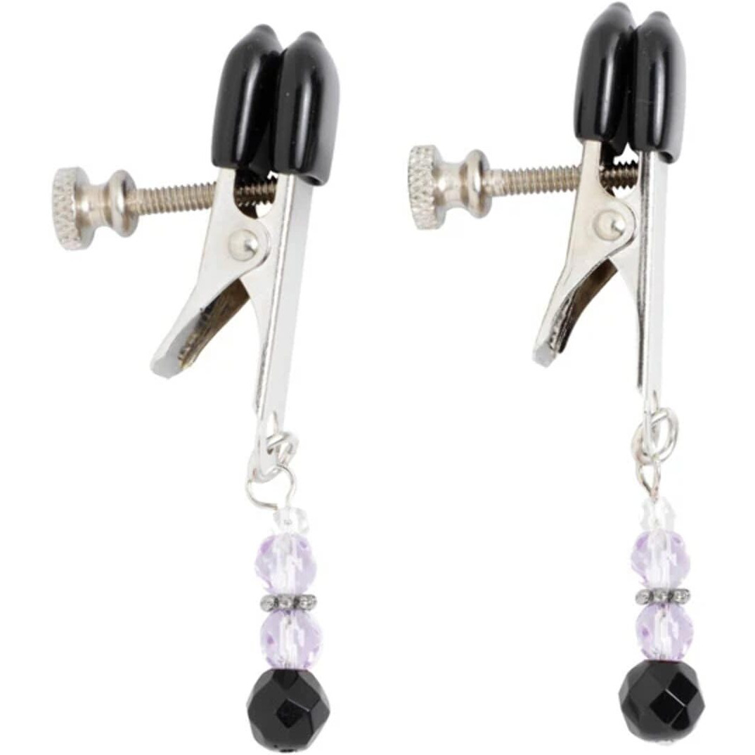 Adjustable Broad Tip Nipple Clamps W/Purple Beads(D0102H7XIQ7.)