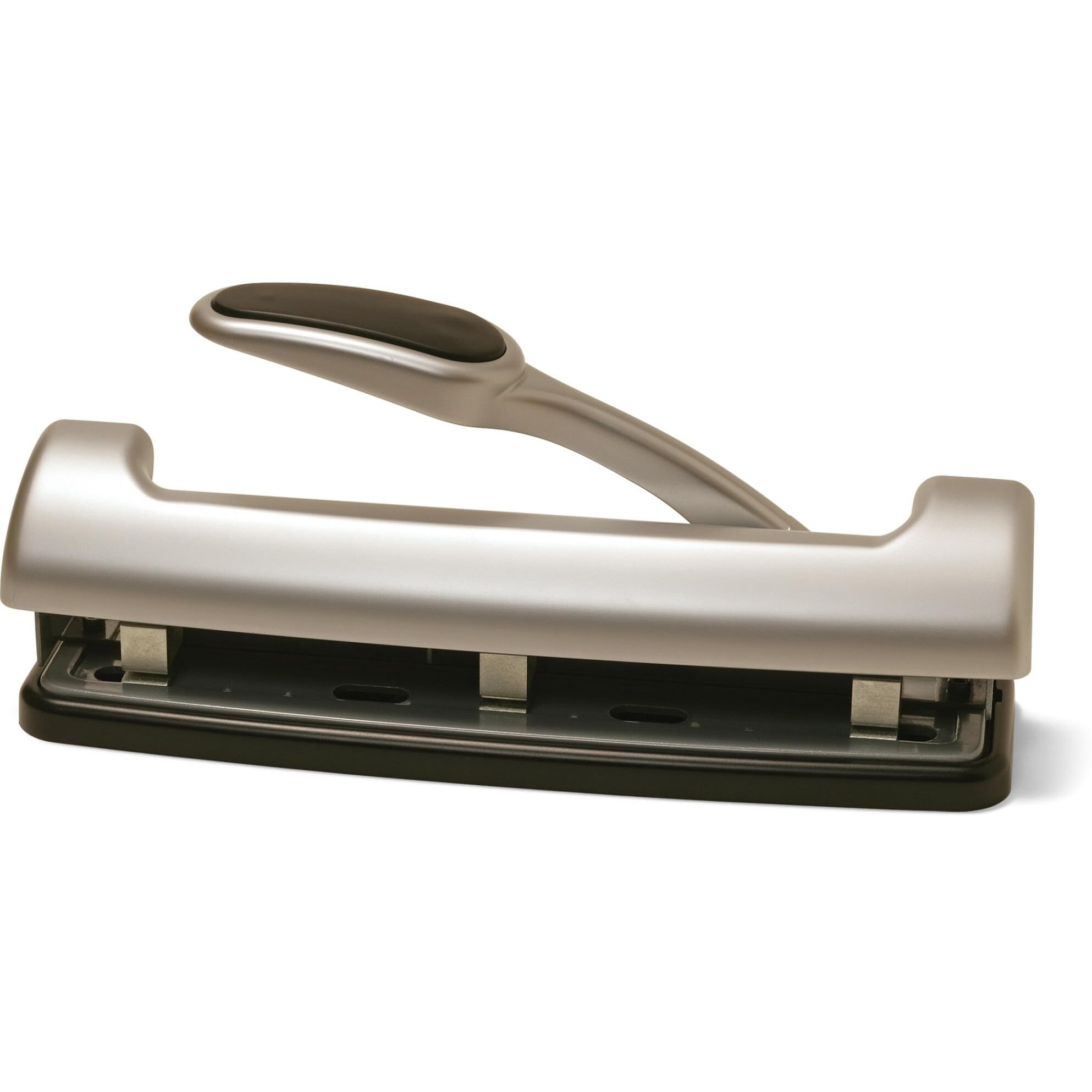 Officemate EZ Lever Adjustable Hole Punch - 3 Punch Head(s) - 15 Sheet of 20lb Paper - 9/32" Punch Size - Silver