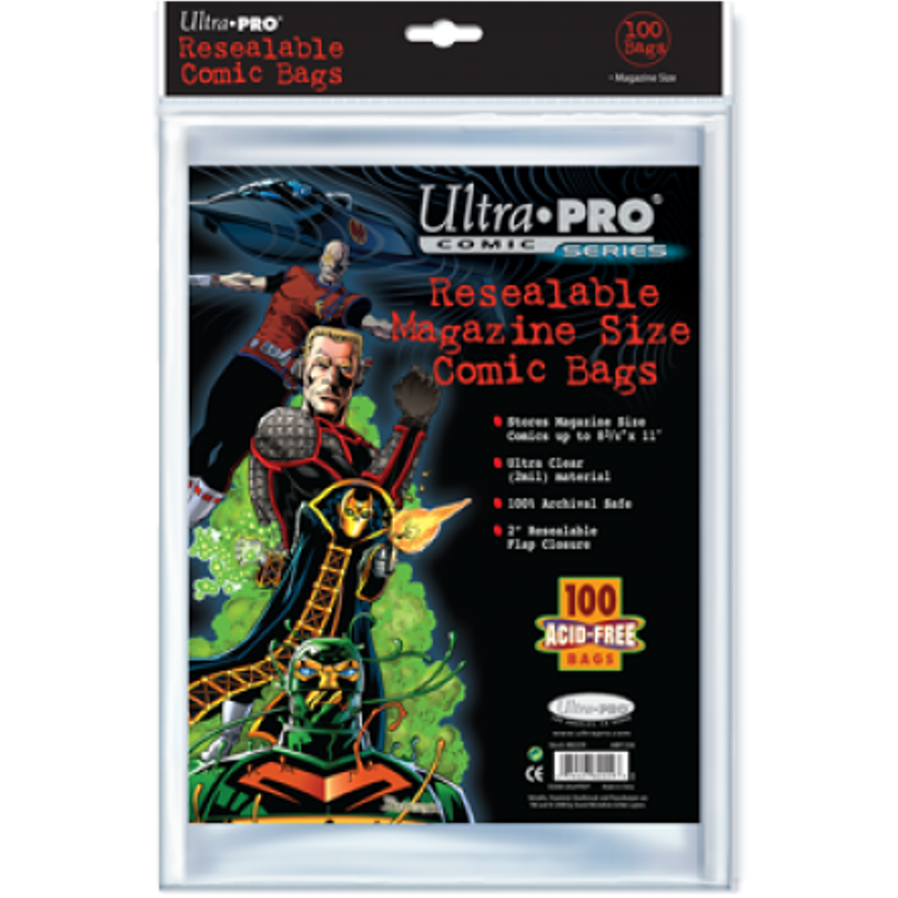 Comic Bags - Magazine Size - Resealable (100 per pack)