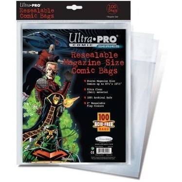 Comic Bags - Magazine Size - Resealable (100 per pack)