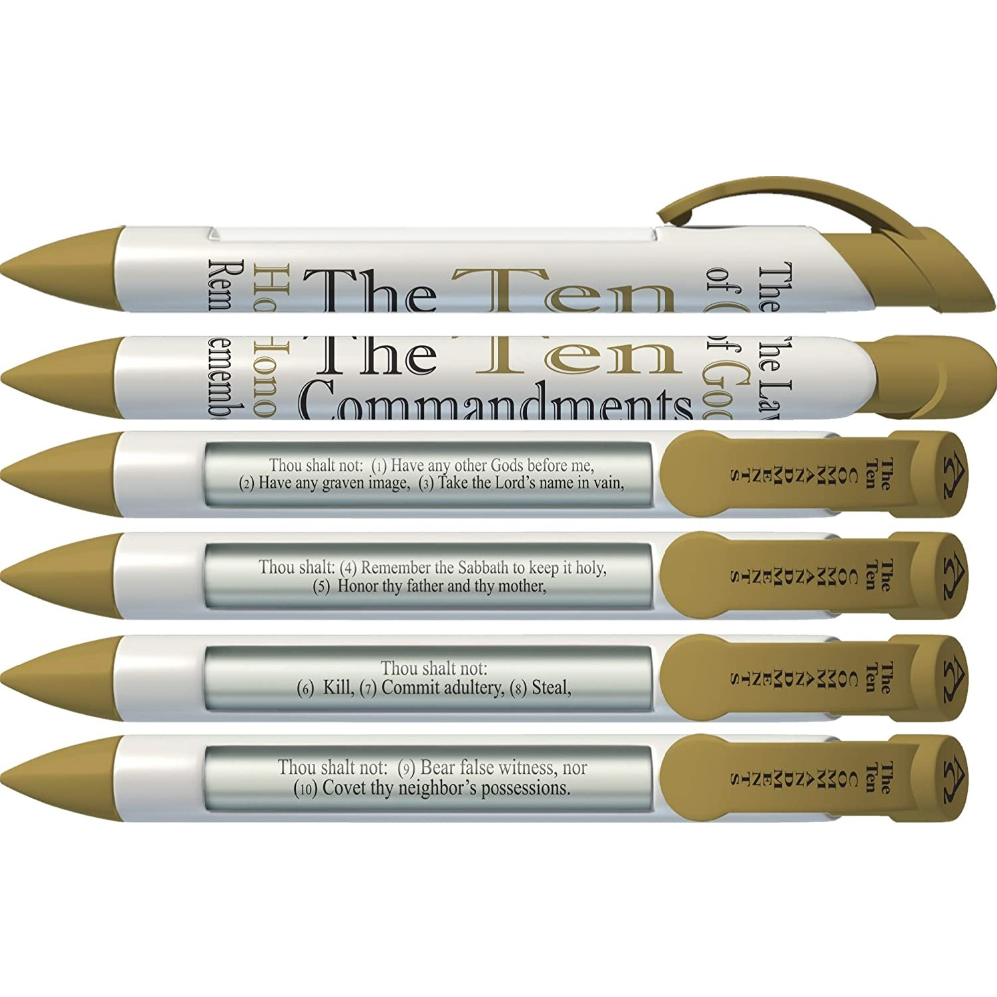 Greeting Pen 10 Commandments Scripture Pens, Scripture Verses with Rotating Messages, 6 Pen Set (36030)