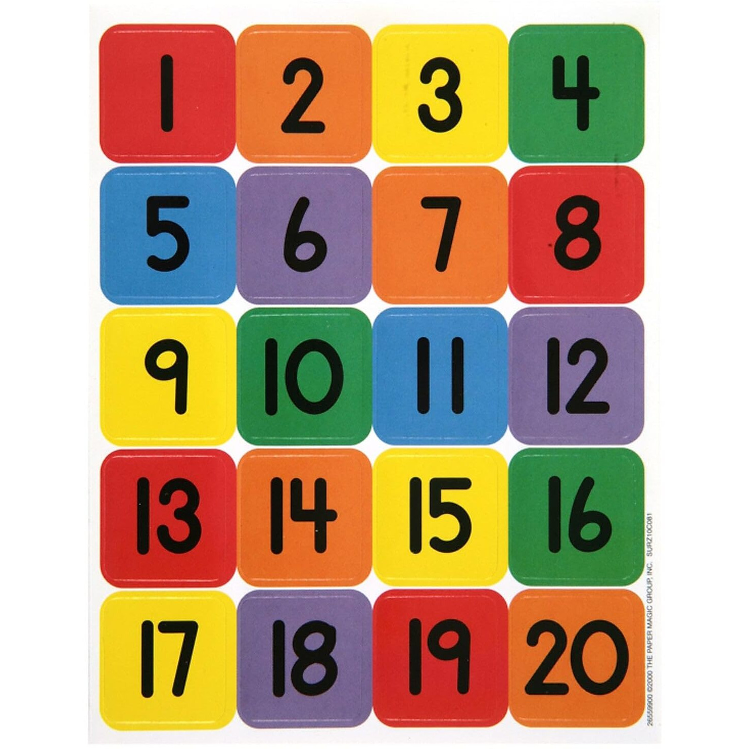 NUMBERS 1 - 20 THEME STICKERS