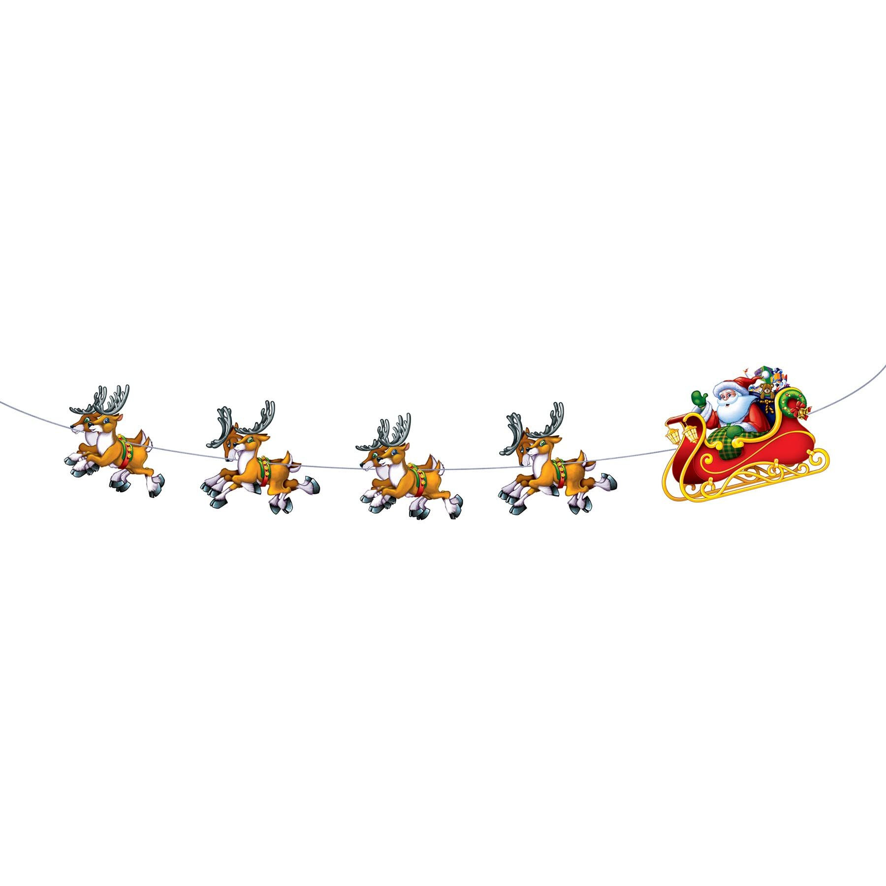 Festive Santa & Sleigh Streamer - Pack of 12 Spread Holiday Cheer