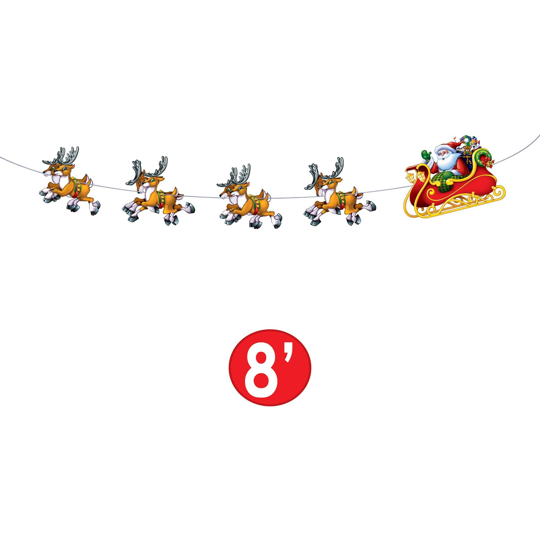 Festive Santa & Sleigh Streamer - Pack of 12 Spread Holiday Cheer