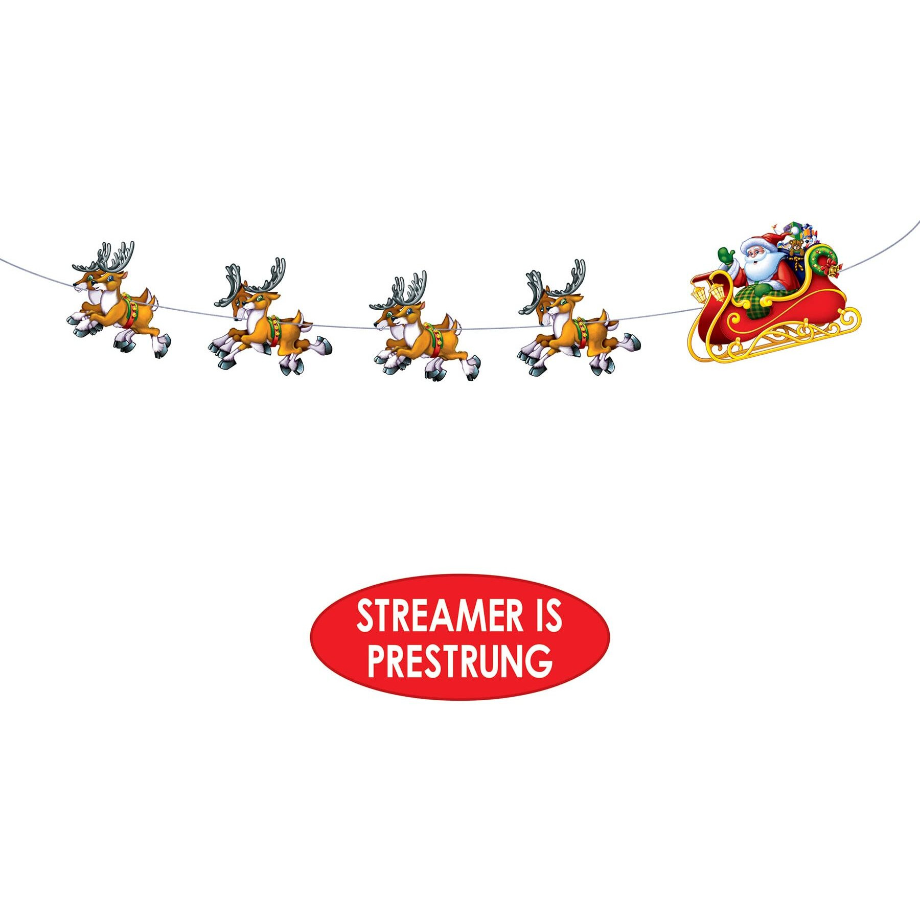 Festive Santa & Sleigh Streamer - Pack of 12 Spread Holiday Cheer
