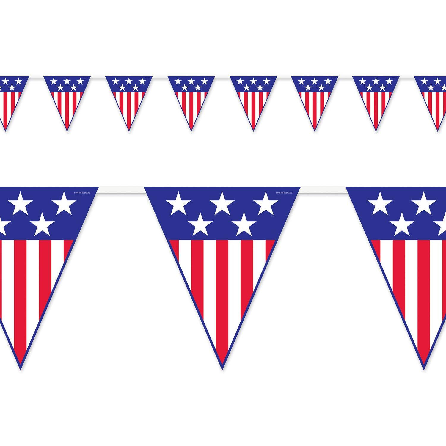 Patriotic Pennant Banner - Pack of 12 Show Your American Pride