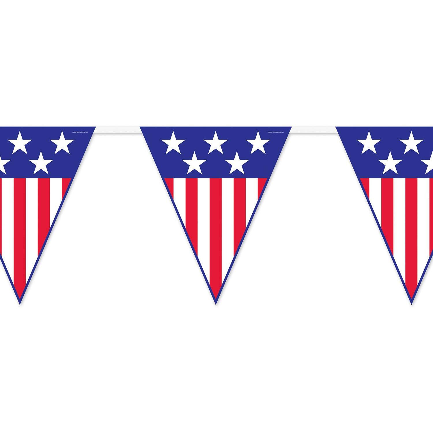 Patriotic Pennant Banner - Pack of 12 Show Your American Pride