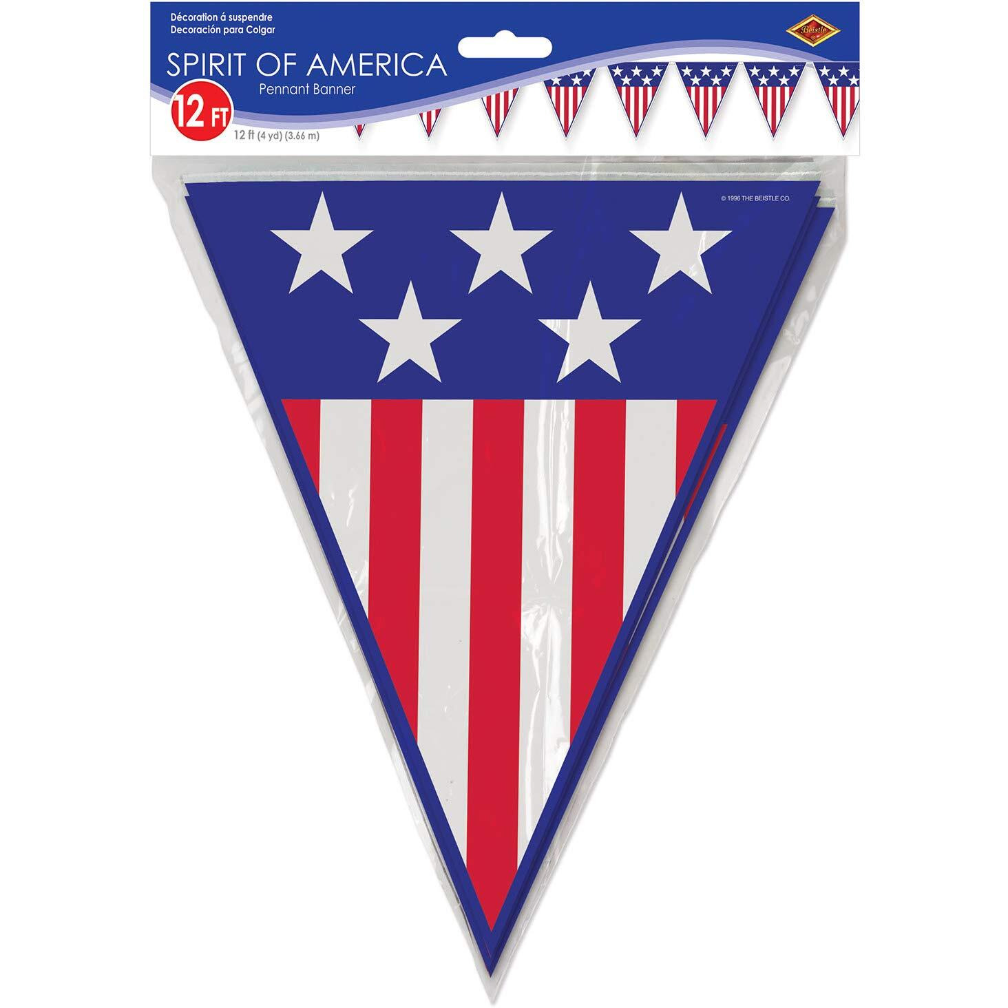 Patriotic Pennant Banner - Pack of 12 Show Your American Pride
