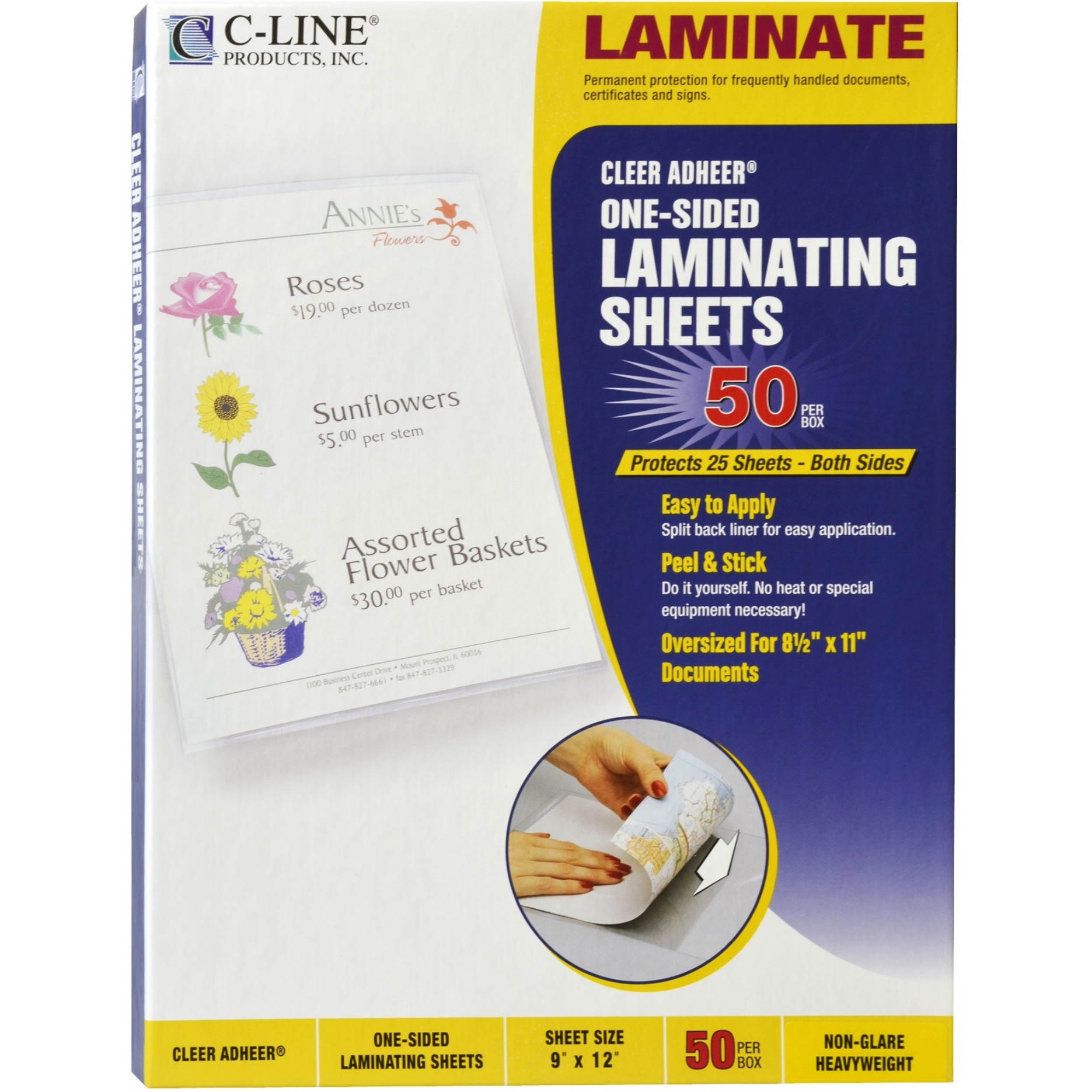 Heavyweight Cleer Adheer Laminating Sheets, Non-glare, 9 x 12, 50/BX, 65004