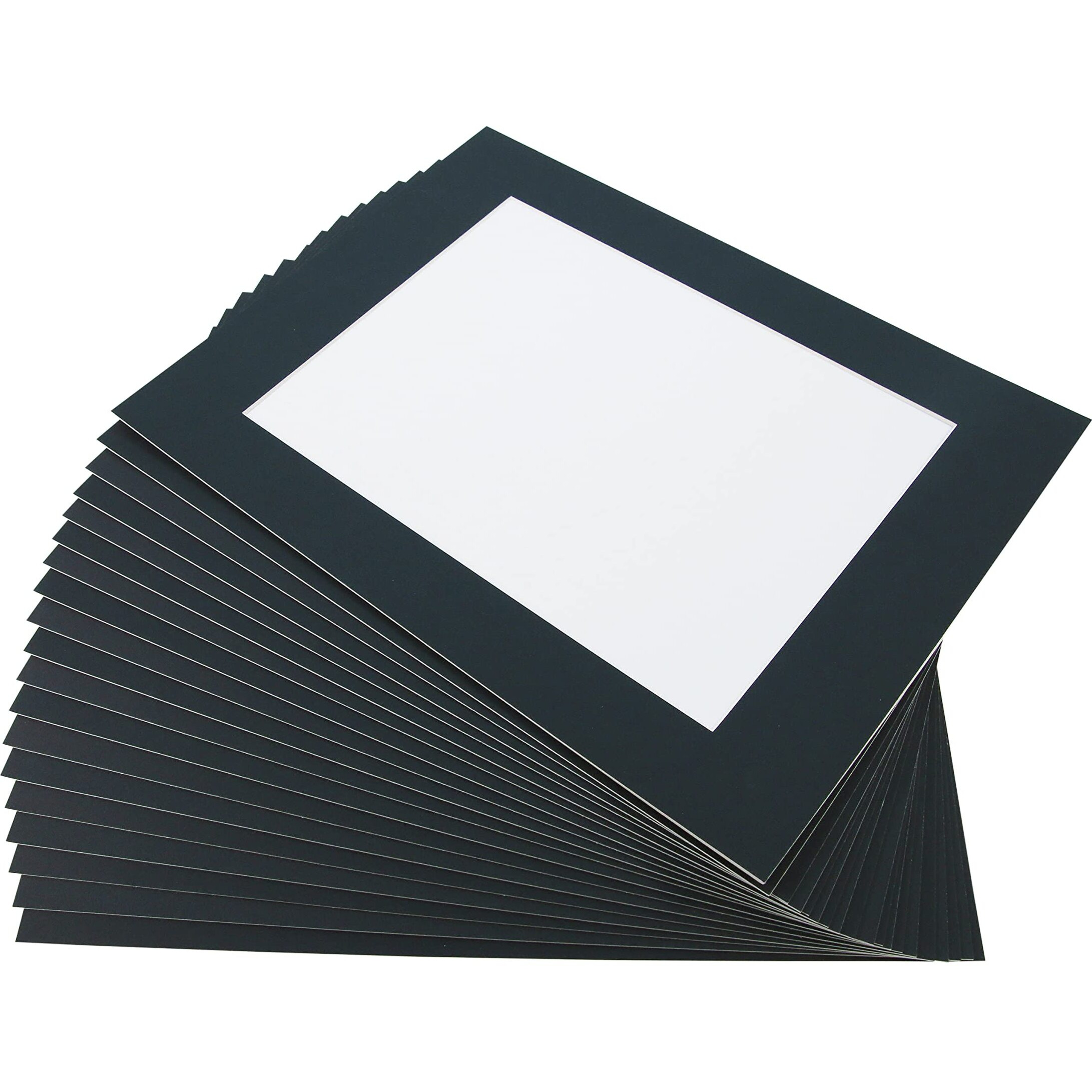Sax Pre-Cut Mat, 12 x 16 in, 8.5 x 11.5 in Window, Black, Pack of 10