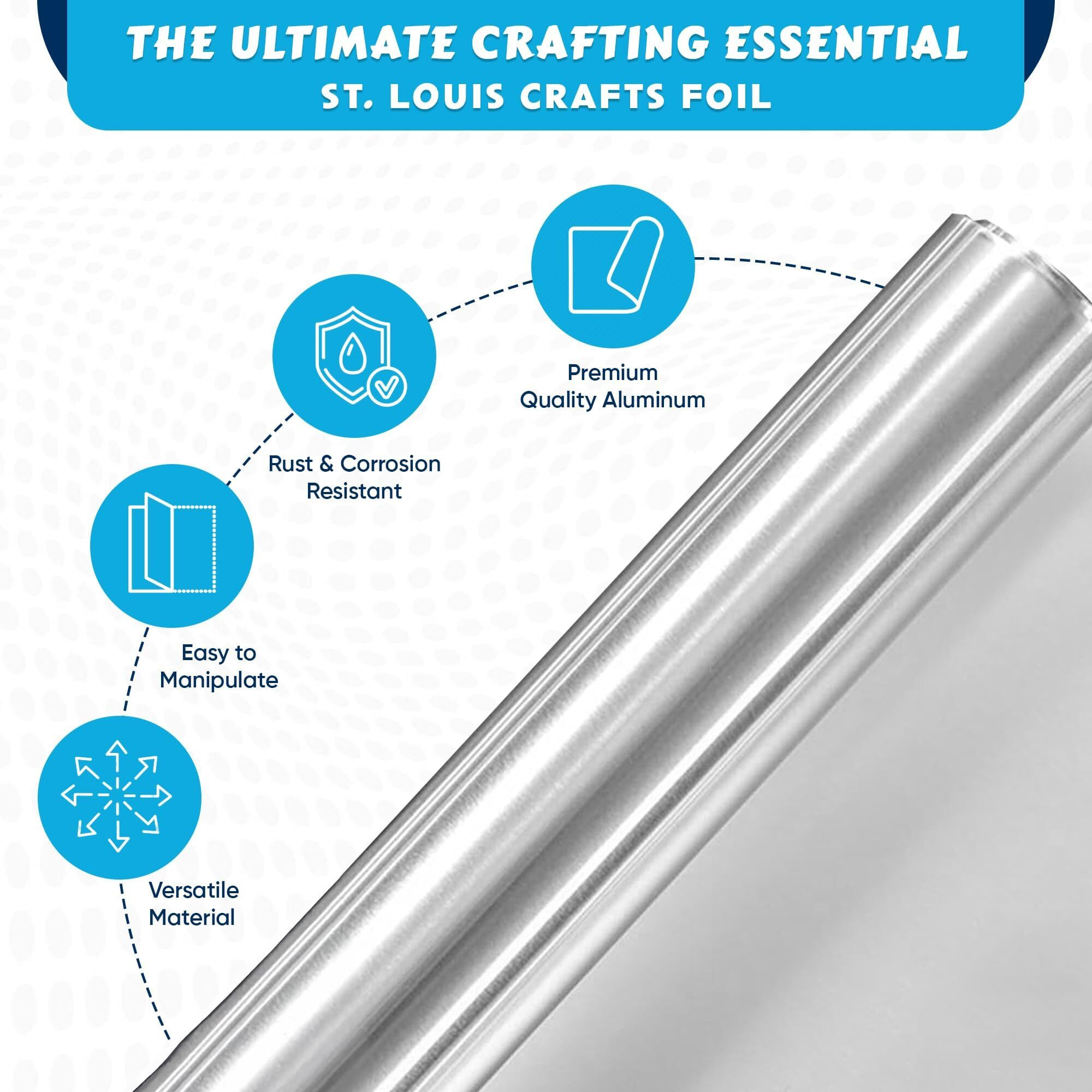 St. Louis Crafts 36 Gauge Aluminum Metal Foil Roll, 12 Inches x 10 Feet