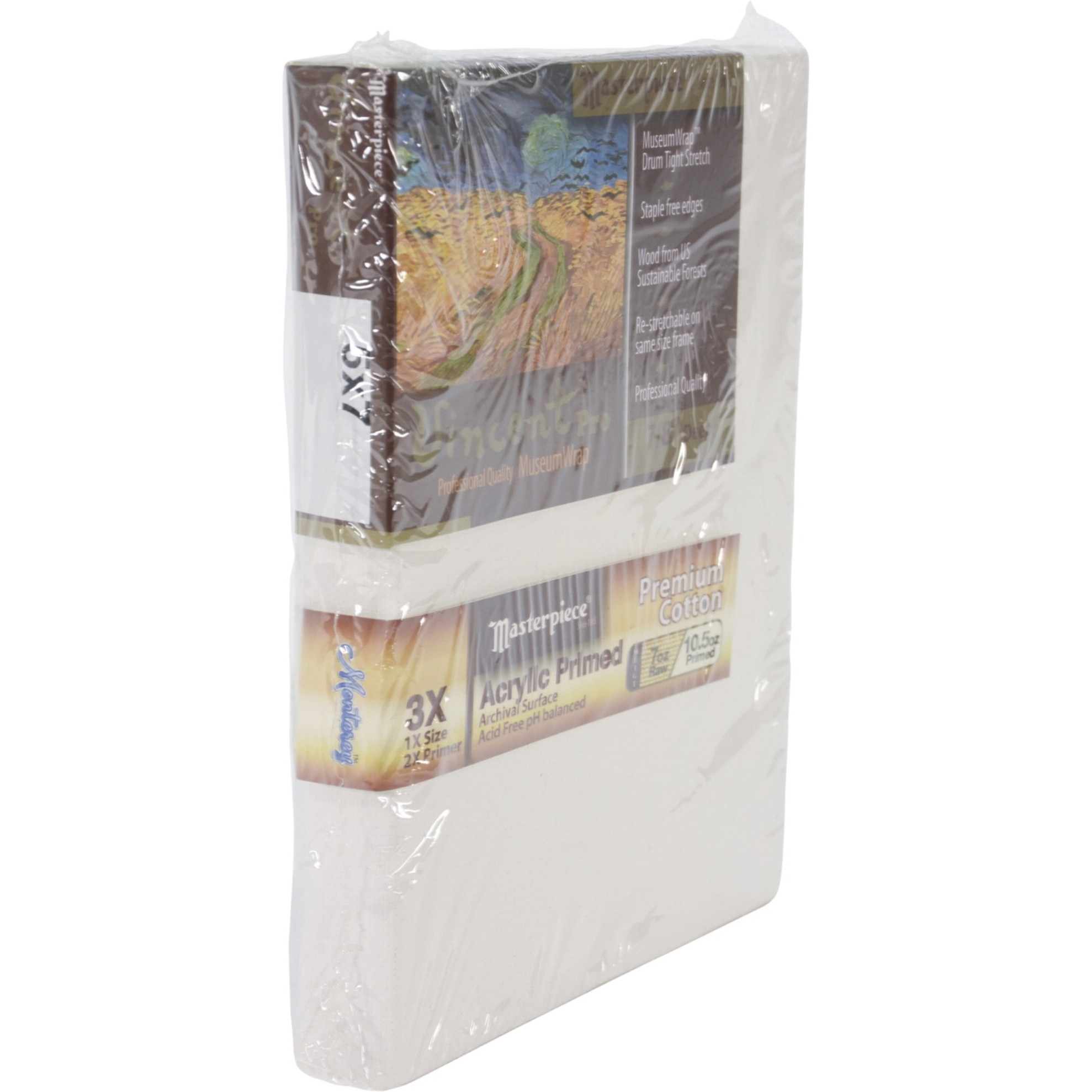 Masterpiece Vincent MasterWrap Pro MuseumWrap Wood Drum Tight Stretched Canvas, 5 X 7 in