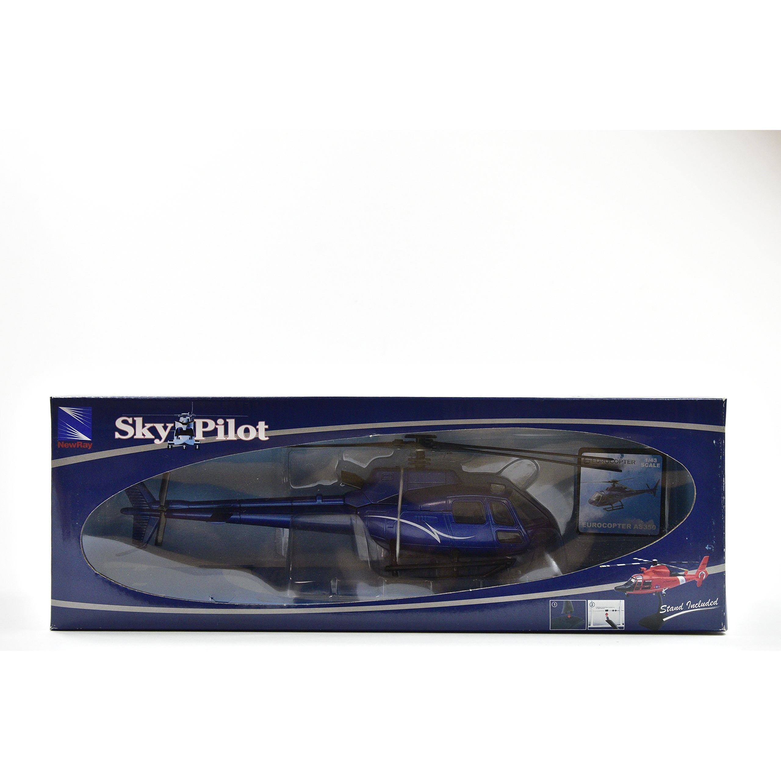 Eurocopter AS350 Helicopter Blue Metallic &quotPolice" &quotSky Pilot" Series 1/43 Diecast Model by New Ray