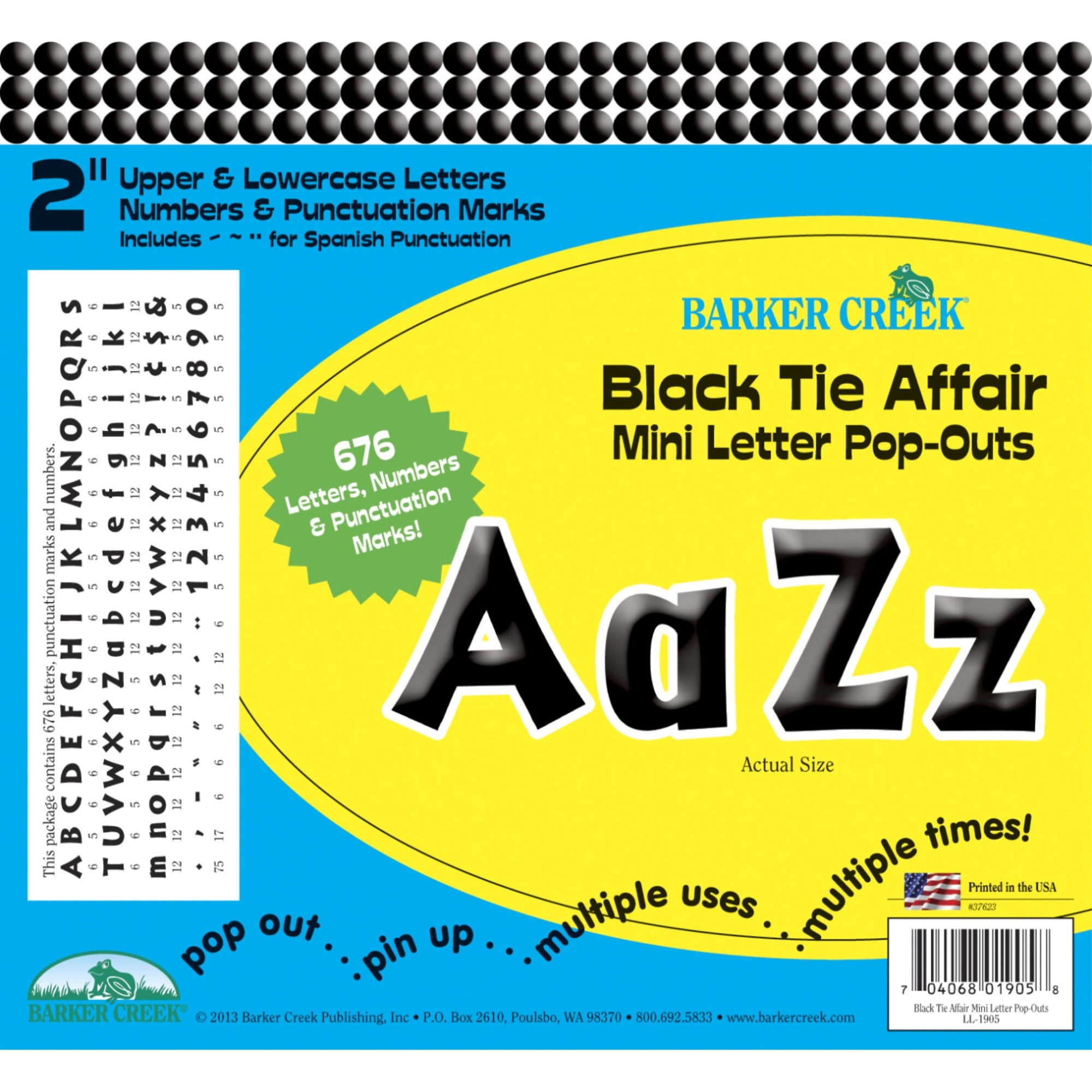 Barker Creek Letter Pop-Outs, 2 Inch, Black Tie Affair, Set of 676