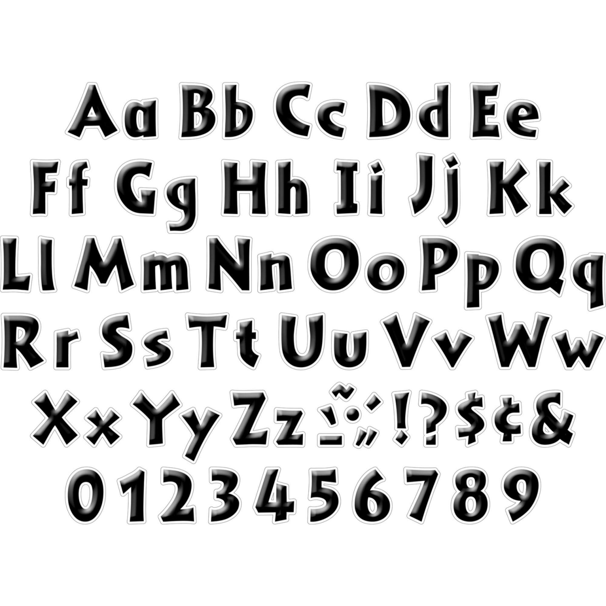Barker Creek Letter Pop-Outs, 2 Inch, Black Tie Affair, Set of 676