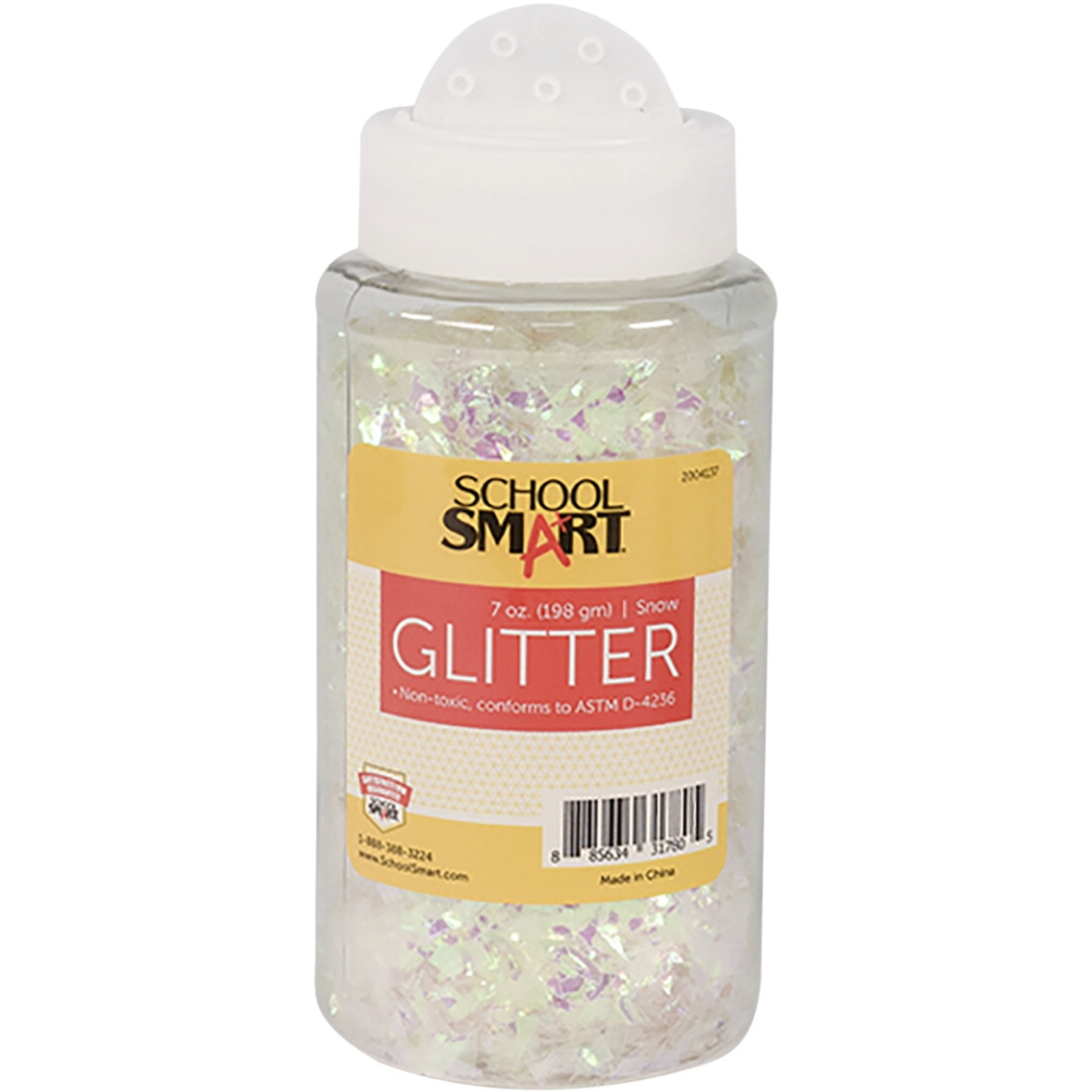 School Smart Craft Glitter, 7 Ounce Jar, Snow